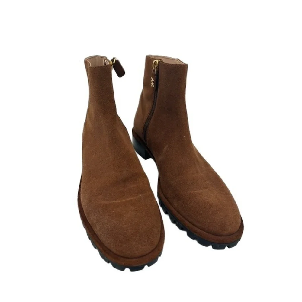 Stuart Weitzman Ankle Boots Women's Size 6 Brown Suede Leather Lug Sole